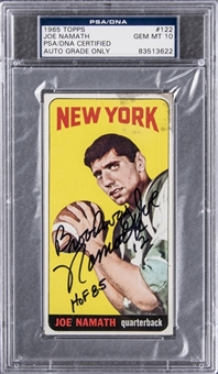 1965 Topps #122 Joe Namath Signed Rookie Card – PSA/DNA GEM MT 10 Signature!